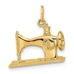 14k Yellow Gold 3D Antique Sewing Machine Charm